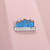 Blue Distinctive Badge With Existential Pain Theme Combining Fun Cartoon Style For All Wear Gender