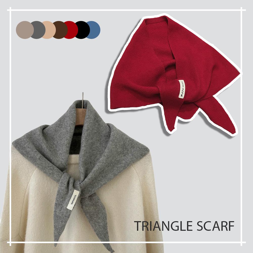 Solid Color Winter Korea Knitted Triangle Scarf Wool Warm Shawl Scarf Women Neck Protection Cashmere Scarfs Gifts