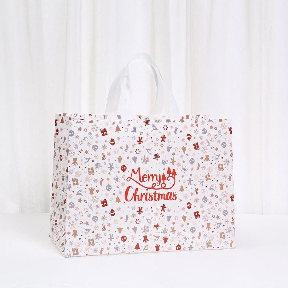 StoBag Christmas Non Woven Tote Bags Reusable Gifting Bags for Holiday Packaging Candy Cake Party Favors Retail Shopping Markets