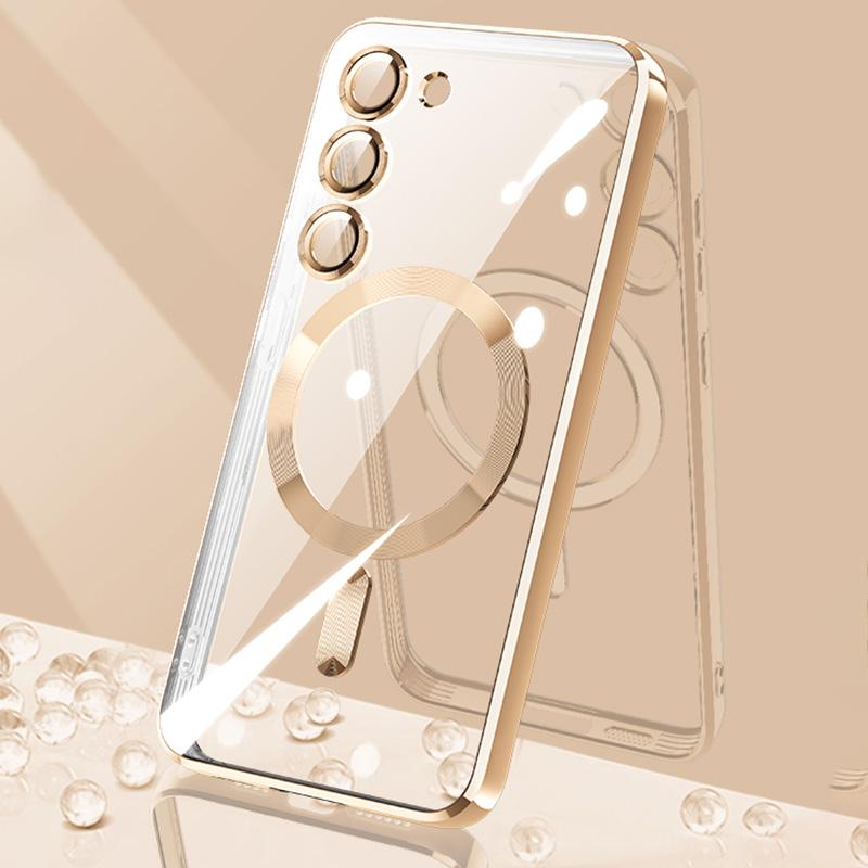 

X-LEVEL For Samsung Galaxy S23 TPU Phone Case Compatible with MagSafe Electroplating Clear Phone Cover Gold
