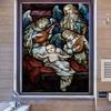 Custom Size Stained Glass Window Film Jesus Virgin Mary Static Cling Frosted Glass Decal for Home Church Door Decor