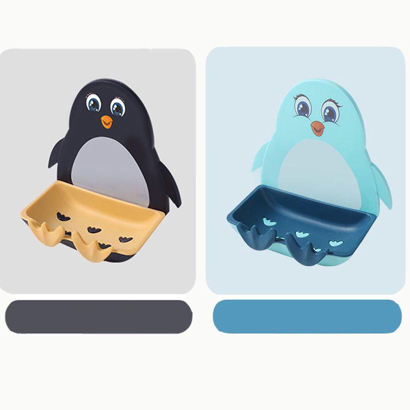 Bathroom Household Perforated Little Penguin Drain Toilet Soap Box Wall Mounted Soap Dish Toilet Suction Cup Storage Soap Box