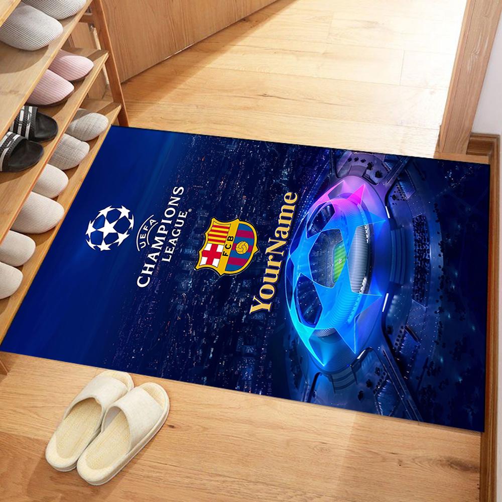 FC Barcelona personalisierter Namens-Teppich Perfekt für Esszimmer im Freien Eingangsbereich Flur Rutschfester Teppich Büros Dekorieren Hochzeitsfeier Geschenk