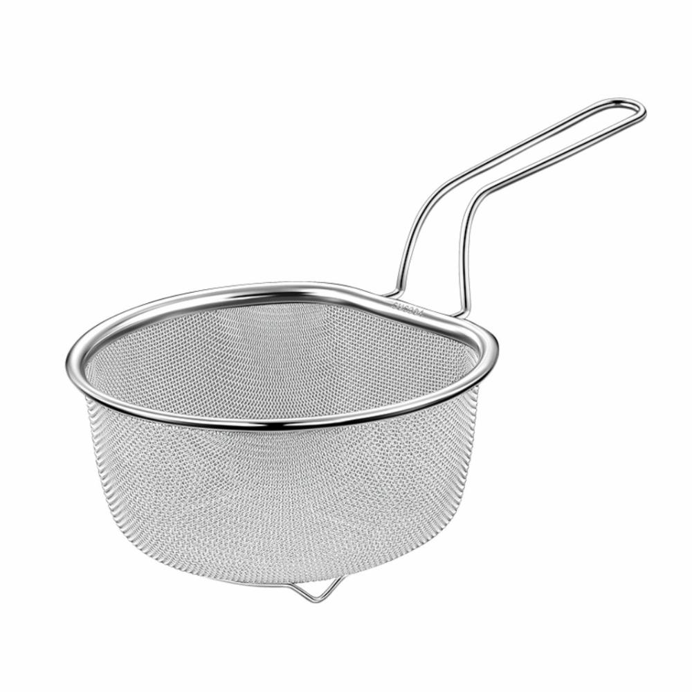 Fine Mesh 304 Stainless Steel Skimmer Wood Grain Wood Kitchen Strainer Basket Kitchen Sieve Hotpot