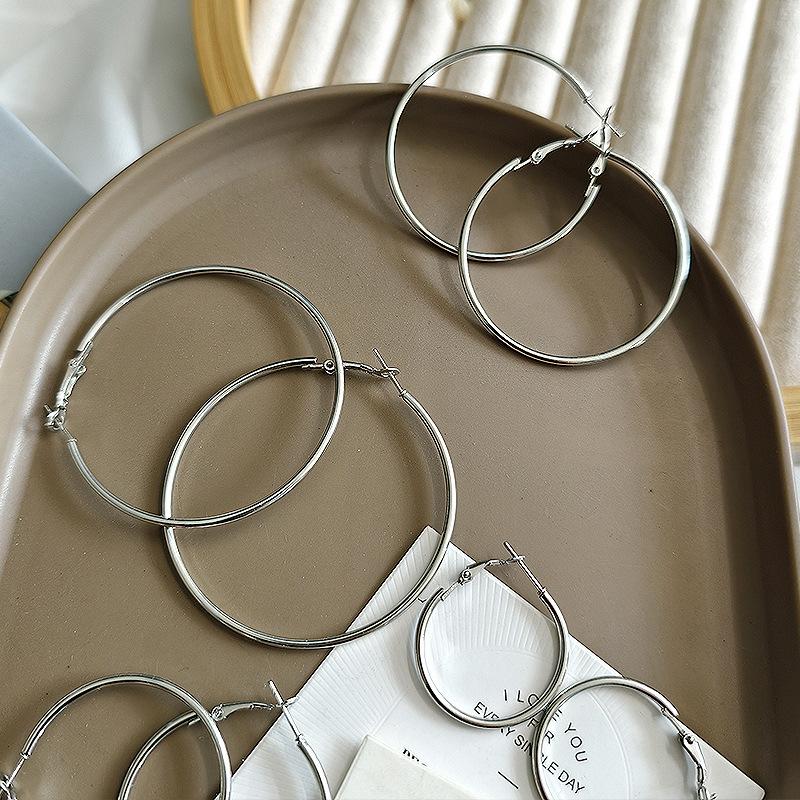 Exaggerated Large Plain Circle Hoop Earrings Fashion Jewelry For Women