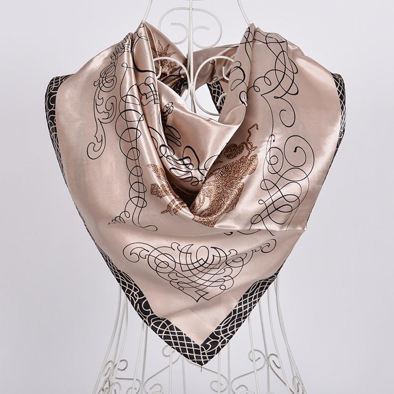 [BYSIFA] Ladies Sweet Pink Purple Square Scarves Autumn Winter Satin Scarves Muslim Headscarves 90*90cm Crepe Satin Silk Scarf