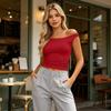 Women’s Off Shoulder Fitted Y2K Streetwear Short Sleeve Crop Top Casual Ruched Design Slim Fit Tee for Daily Wear
