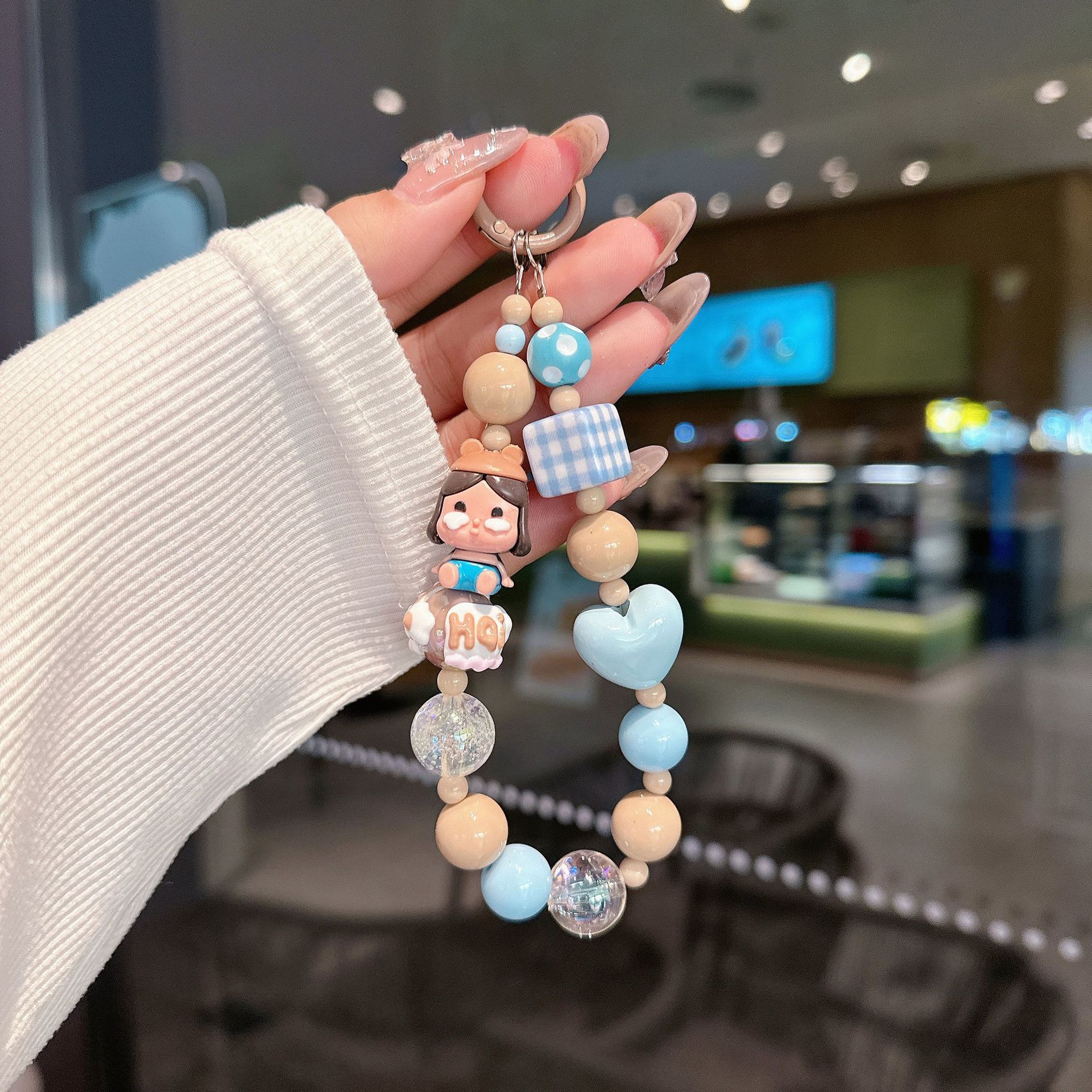 Cartoon Cute Doll Handmade Beaded Versatile Mobile Phone Case Lanyard Key DIY Bracelet Ccd Camera Lanyard