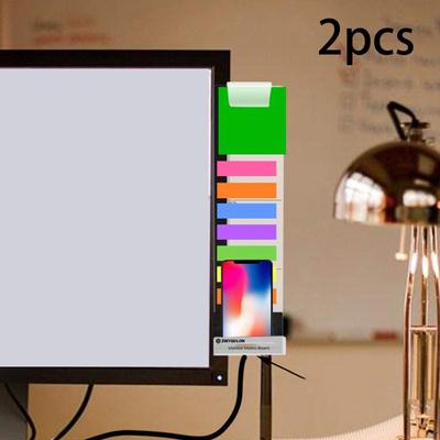 2Pcs Computer Monitor Memo Board Sticky Notes Reminder Acrylic Stylish Phone Holder Side