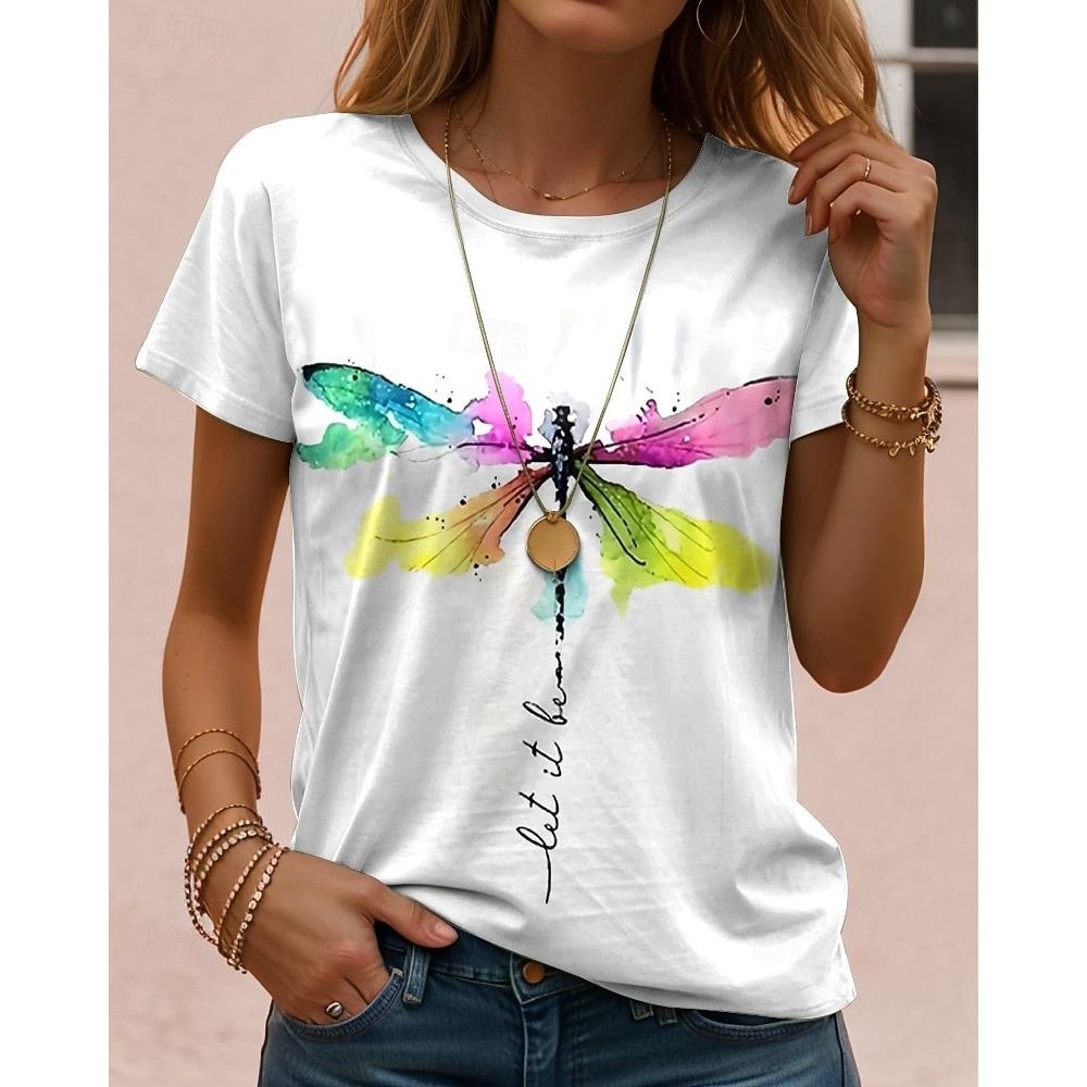 Women's T Shirt Print Graphic Animal Vintage Stylish Classic Short Sleeve Crew Neck Regular Tops