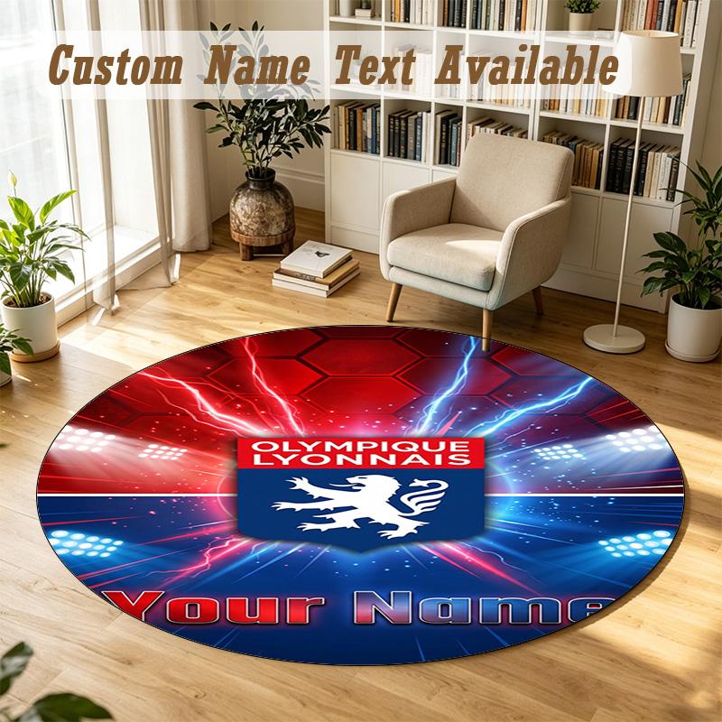Round Rug Custom NameLyon FC Pattern Non Slip Carpet Home Floor Decor