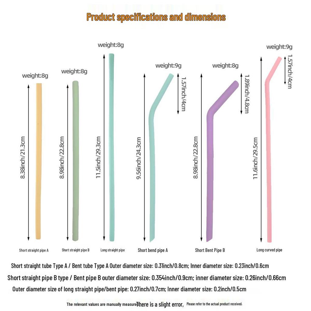 Portable Reusable Food-Grade Silicone Straw - High/Low Temp Resistant & Durable