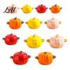Handled Soup Bowl with Lid Pumpkin And Double Handle Microwave Safe Decorative Practical Kitchen Gift for Home Ceramic Bowl Heat Resistant Pot Stews