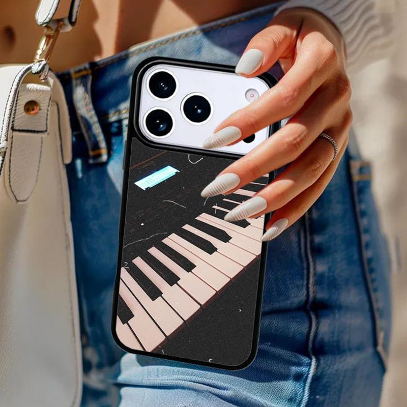 Musik Piano Elegant Telefonfodral För iPhone 17 Air 14 15 13 12 Max Fodral För Apple 16e 11 Pro Max Plus Coque