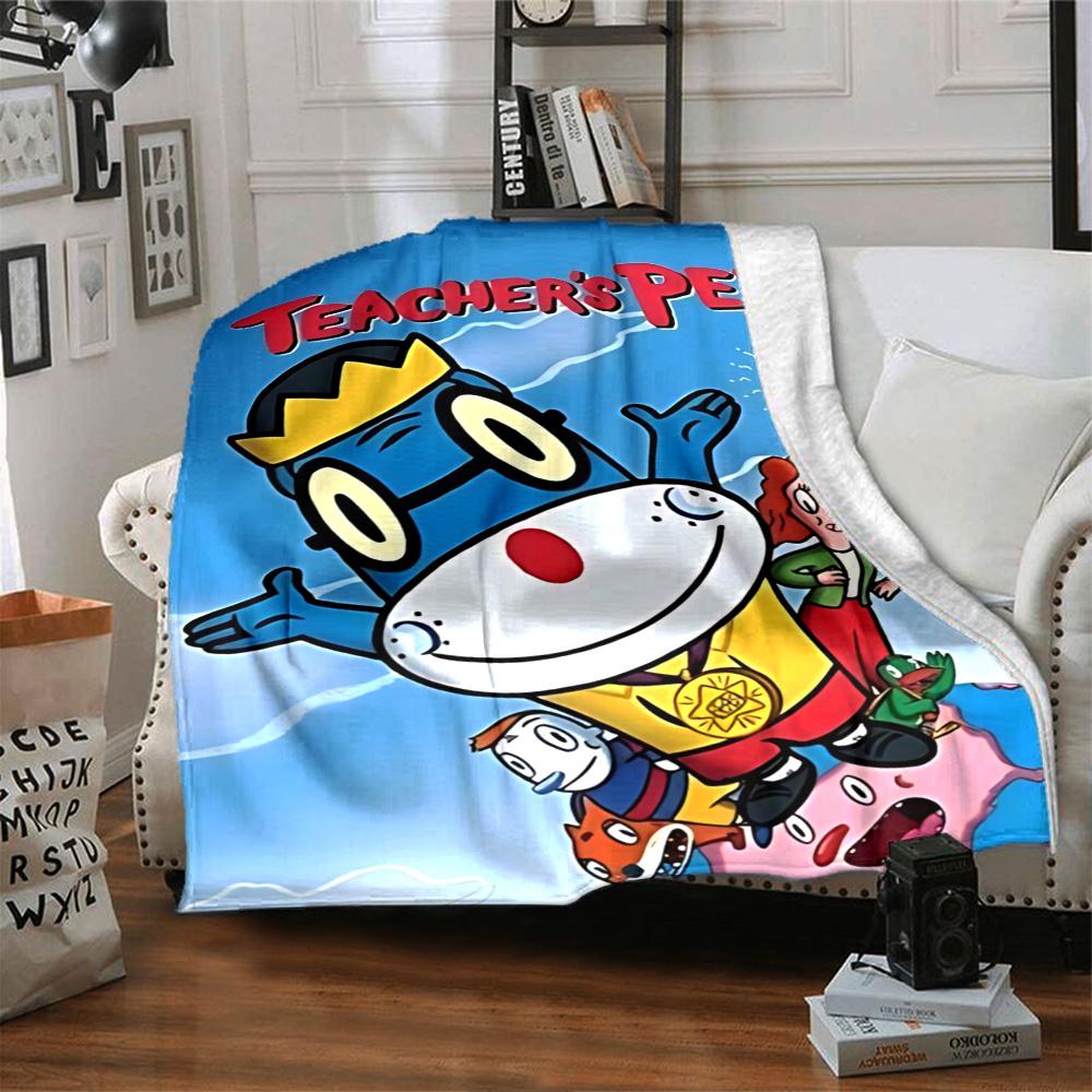 Teacher Dog School Cartoon Flannel Blanket Super Soft Warm Cozy Blanket for Sofa Bed Office Travel All‑Season Home Decor Gift