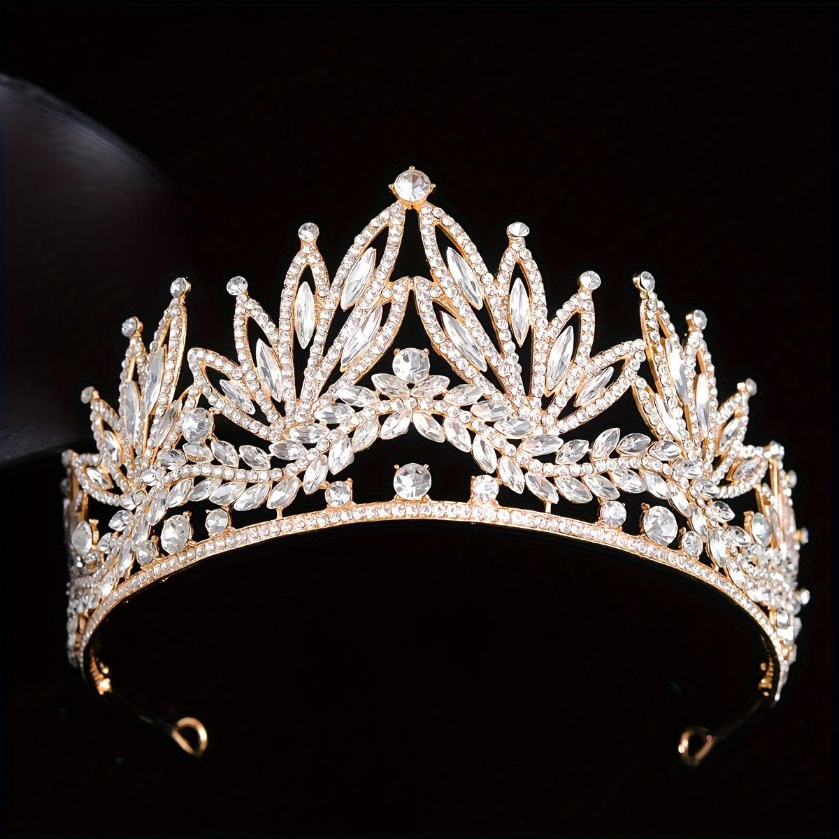 

Luxury Royal Queen Wedding Tiara Elegant Crystal Bridal Crown for Women Multi-Color Hair Accessory for Banquet Costume Events золотистий