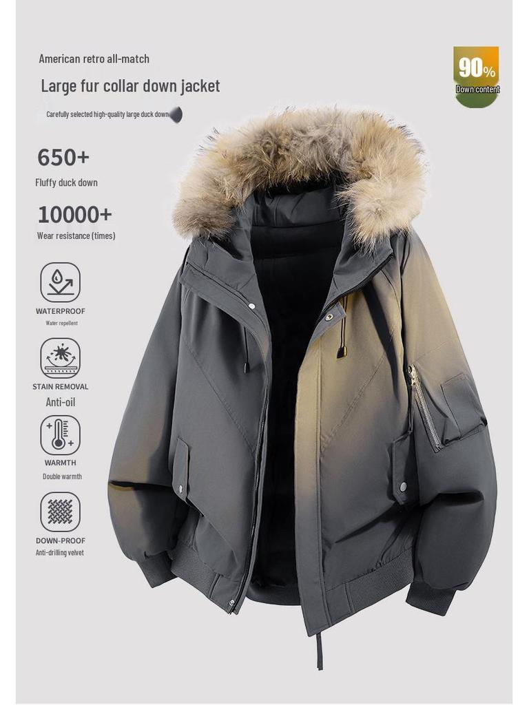 Parka d'hiver haut de gamme unisexe avec capuche et col en fourrure – Veste de ski style montagne trois-proofs