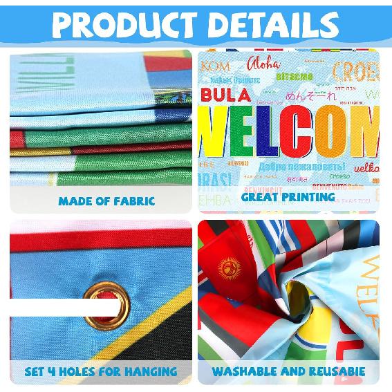 World Flag Banner International World Flags Banner Country Flags Banner Backdrop Decoration with Brass Grommets Party Supplies Sports Events Bar