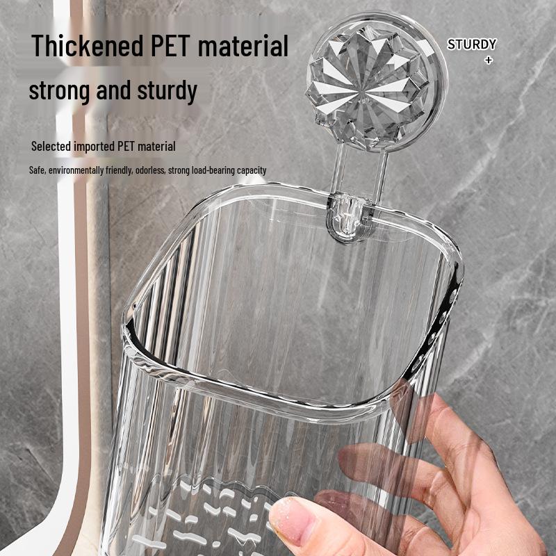 Stylish No-Drill Suction Cup Wall Storage Basket for Utensils & Toothbrushes