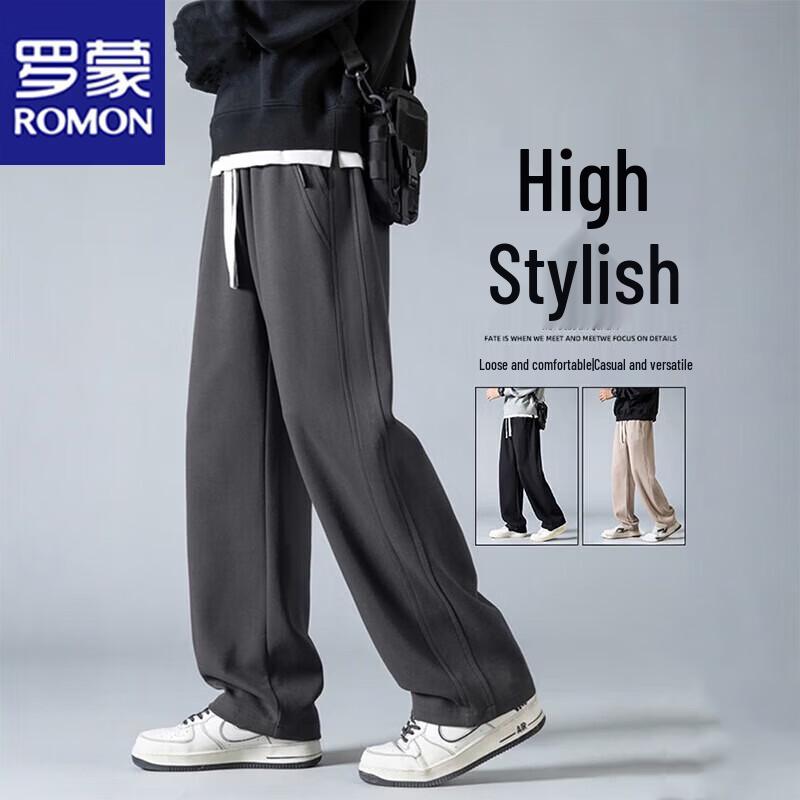 ROMON Men's Autumn/Winter Loose Straight-Leg Casual Sport Pants