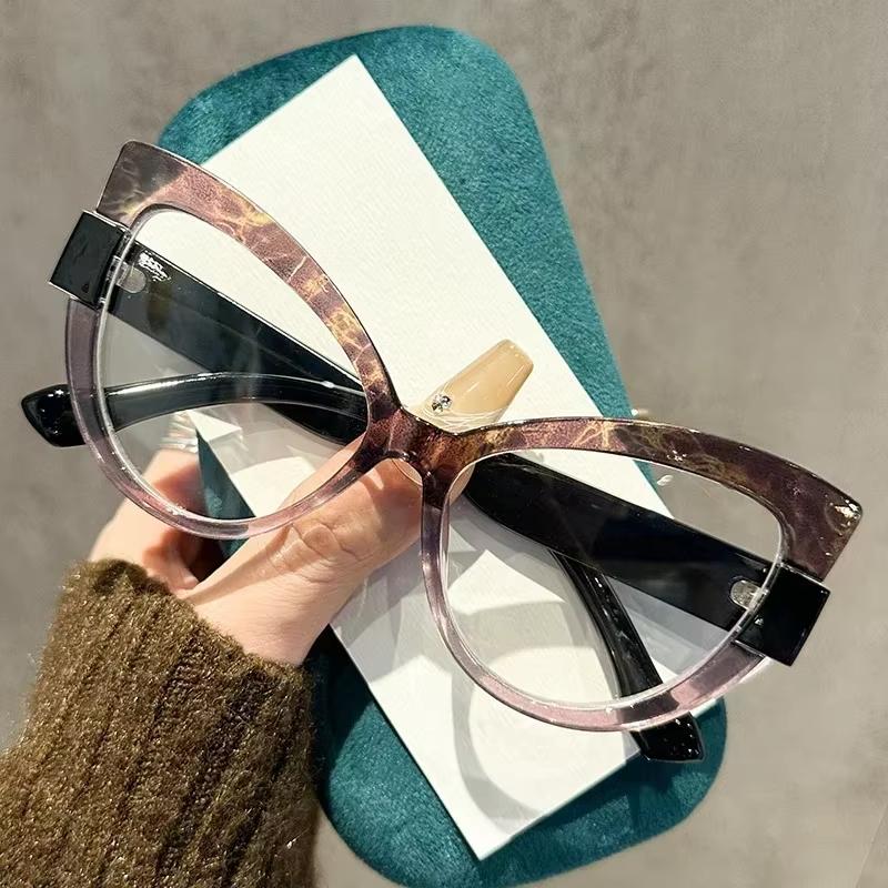 Vintage Large Frame Cat Eye Anti-blue Light Reading Glasses Woman Men Fashion High Definition Presbyopic Eyeglasses