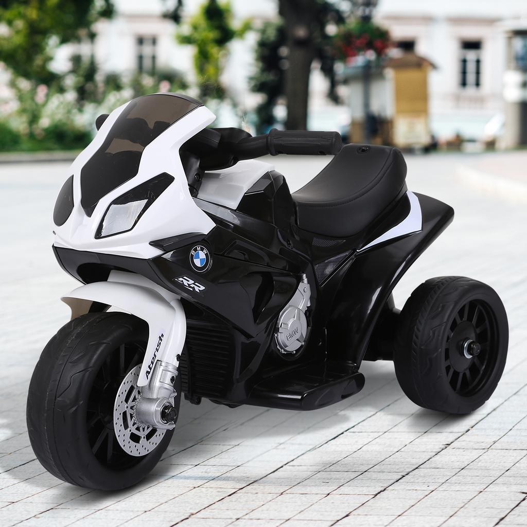 Electric Motorbike for Kids Ride on BMW Motorbike W/Headlights and Music, 6V, Black