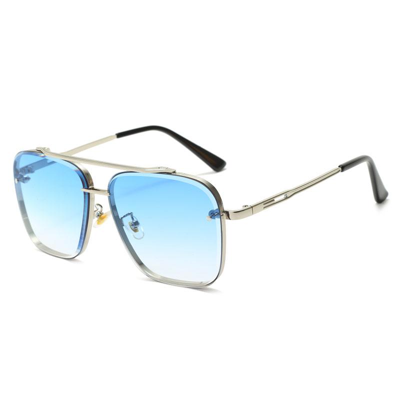 Fashion Pilot Sunglasses Men Women Luxury Brand Metal Big Frame Sun Glasses Vintage Steampunk Square Gradient Lens Eyewear UV400