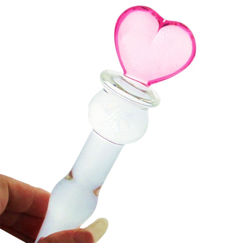 Pink Heart Glass Butt Plug Wand Sensual Sex Toy Explore Ass Play Vagina Women Man Stimulate Orgasmic Lesbian BackDoor Love Game