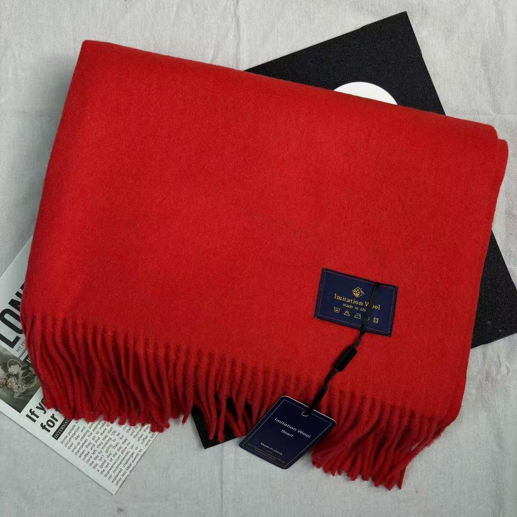 Šarlatově červený zimní dámský šátek a šála z imitace kašmíru - Oboustranný vysoce kvalitní nákrčník Dárek