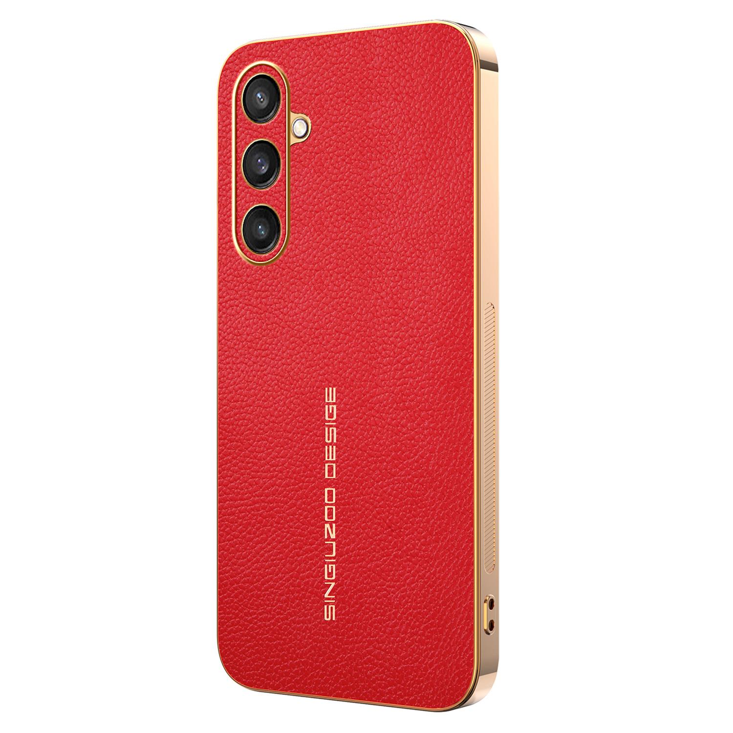 For Samsung Galaxy S25 Case Anti Scratch Litchi Texture TPU Leather PU Phone Back Cover