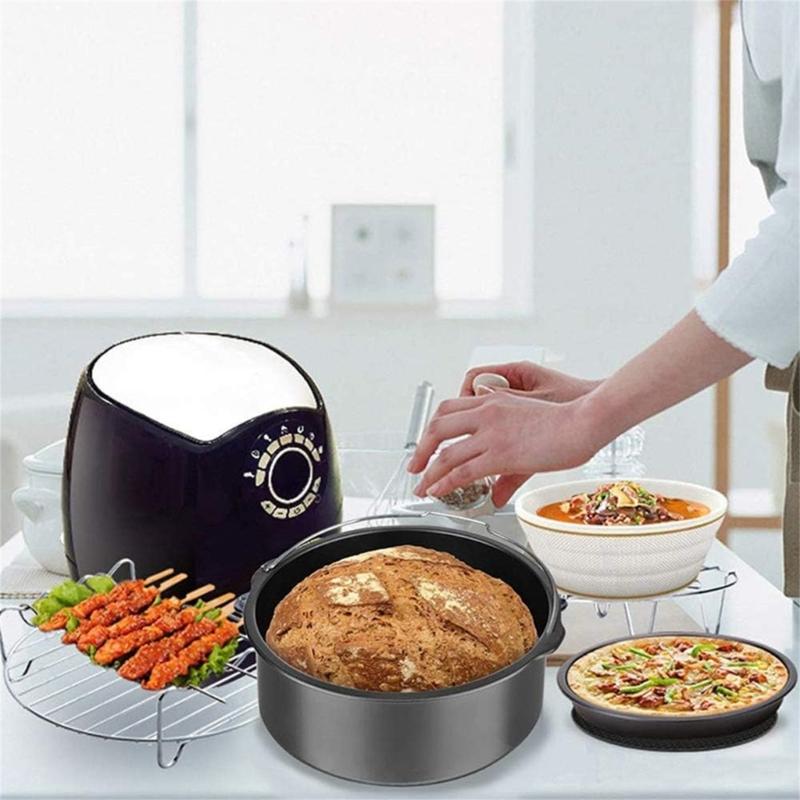 Air Fryers Accessories Skewer Rack Metal Holder Silicone Mat Cake Barrels Pizza Pans Air Fryers Baking Supply for Air Fryers