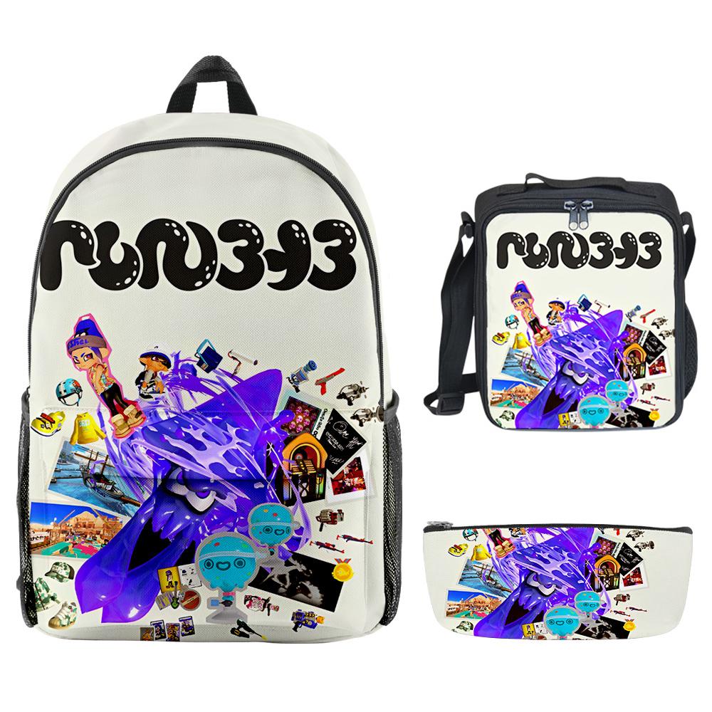 Luxury Novelty Cool Splatoon 3 3D Print 3pcs/Set Student School Bags Laptop Daypack Backpack Crossbody Lunch Bag Pencil Case