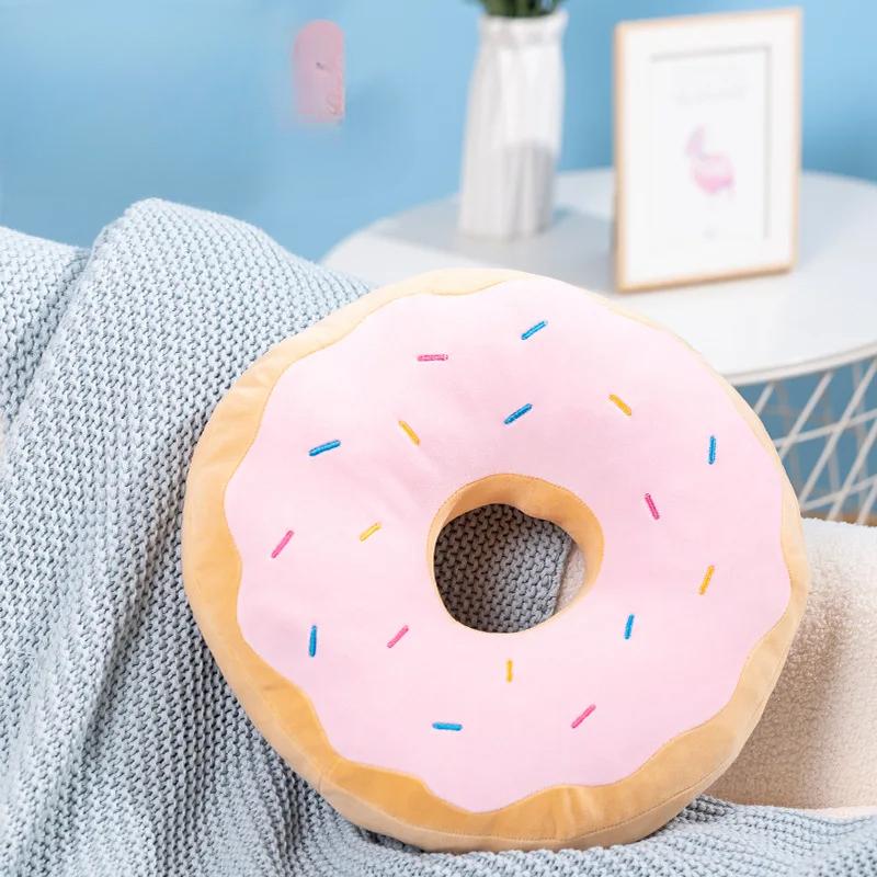 Simulated Donut Plush Pillows Office Backrest Cushion Sofa Cushion Birthday Gifts Bread Plush Toys Sleeping Pillow Doll