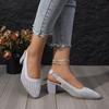 Classic Sandals Woman Slides Casual Hoof Mid Heels Shoes Women Solid Stretch Fabric Slip On Sandals Summer Pumps Plus Size