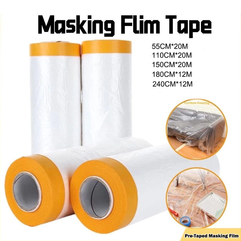 Durable Pre-Taped Masking Film Transparent Furniture Dust-proof New Automotive Paint Coverage