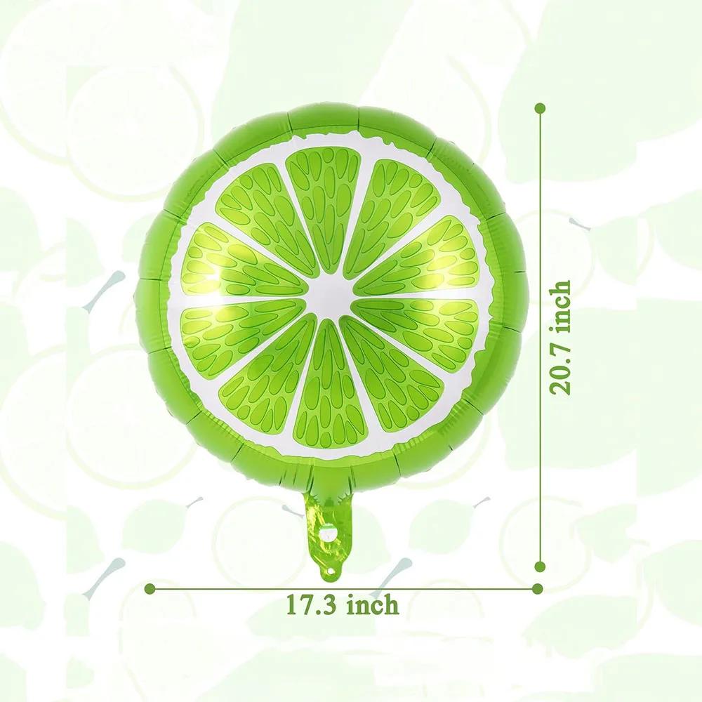 10 Palloncini Lime Grandi Rotondi Giallo Limone in Foil per Festa a Tema Frutta Estiva Ringraziamento Raccolta Autunnale