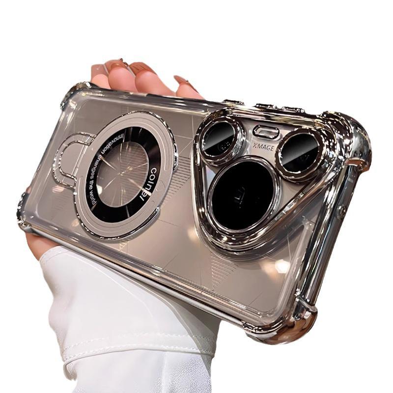 Electroplated Transparent Airbag Anti-fall Case with Lens Film for Huawei Pura80Pro Phone