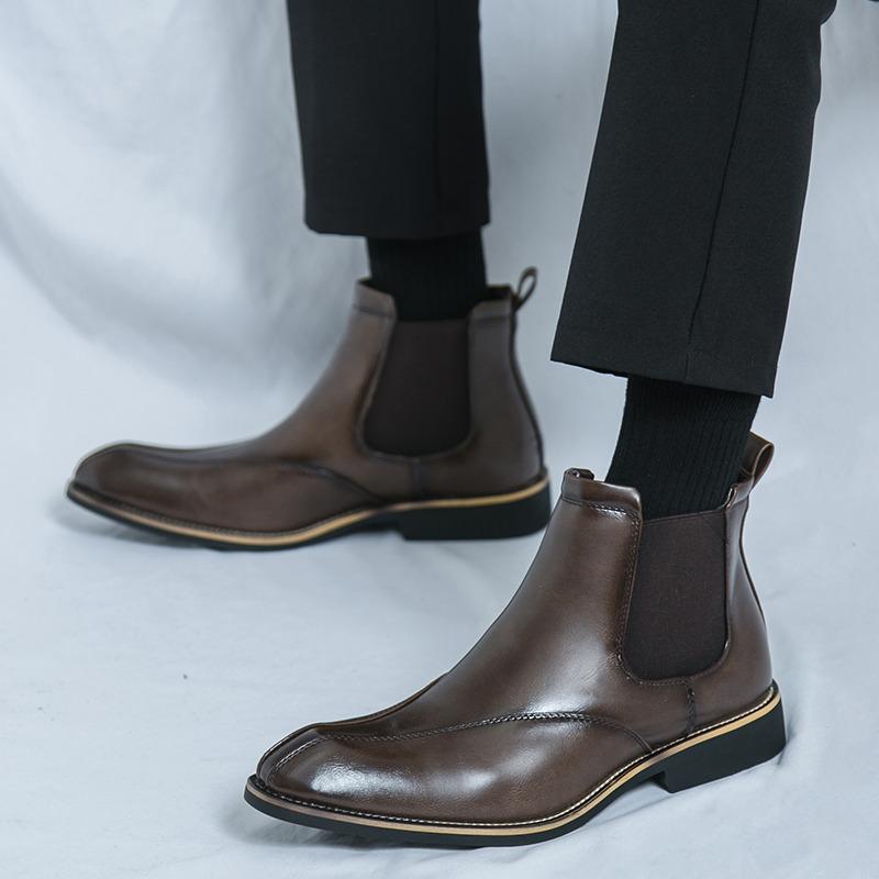 2024 Autumn Winter Boots For Men High Quality Comfortable Warmed Men's Dress Shoes New High Top Slip-on Leather Casual Shoes Men