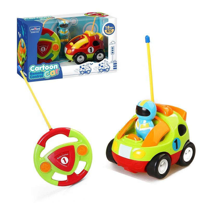 Cartoon RC Remote Control Cars for Toddlers Radio Control Toy with Driver Doll for Baby RC Race Car Toys Gifts for Boys & Girls