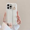 For iPhone 15 Pro Case with Card Slot Wristband Kickstand PU Leather+PET Phone Cover