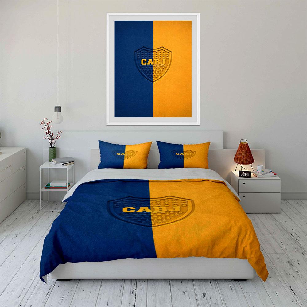 Blue-yellow split with "CABJ" Bedding sets Duvet cover sets Duvet covers Pillowcases(1 * Duvet Cover 2 * Pillowcases, without duvet insert)