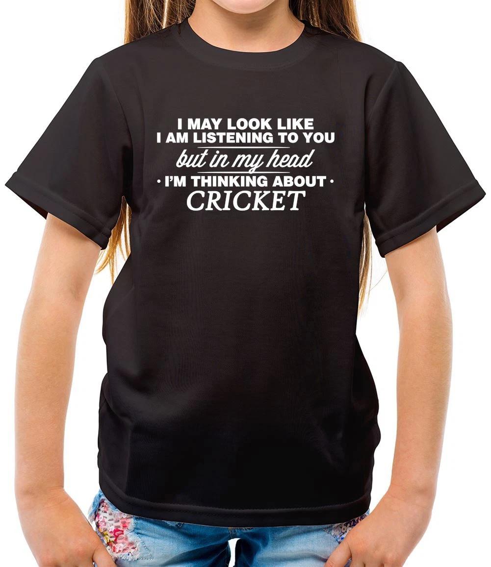 In My Head I m Thinking About Cricket - Kids T-Shirt - Player Bat Ball Love 120