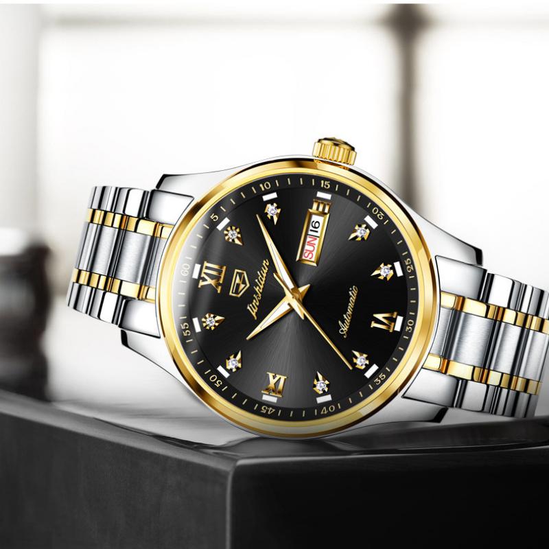 JINSHIDUN The New Business and leisure Men's Watch Fully Automatic Mechanical Watch Dual -daily Calendar Night Light Waterproof High -end Watch