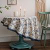 Tablecloth Blue Rose Print Dining Table Cloth Round Fabric Retro Small Round Table Suitable for Holiday Dining Rooms,  Picnics, Outdoor Camping