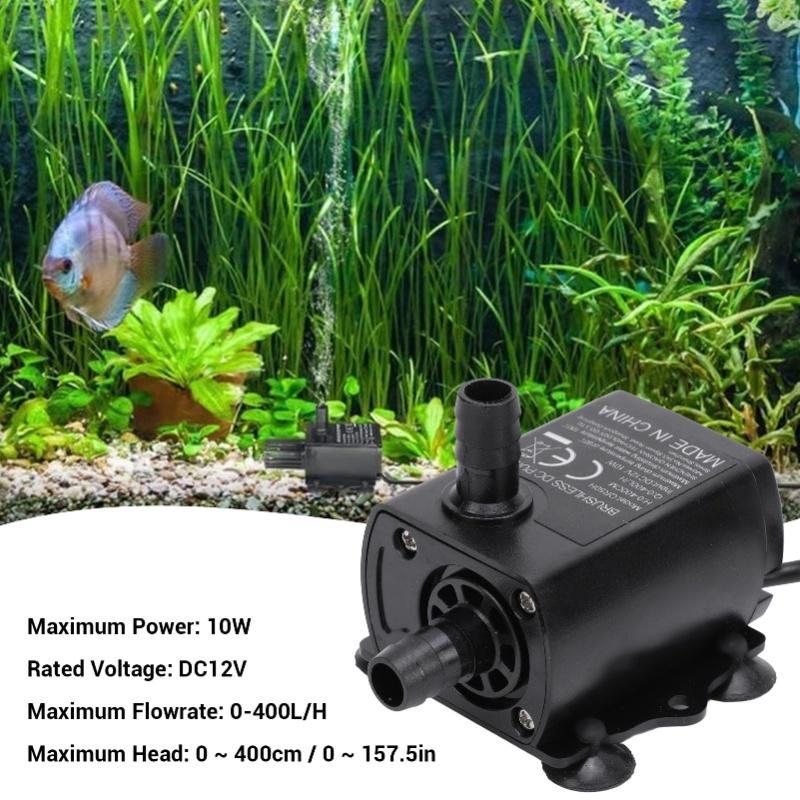 Fountain Submersible Pump Small For Aquarium Adjustable Flowrate DC 12V 10W 0-400L/H 0-400cm Lift QR50H