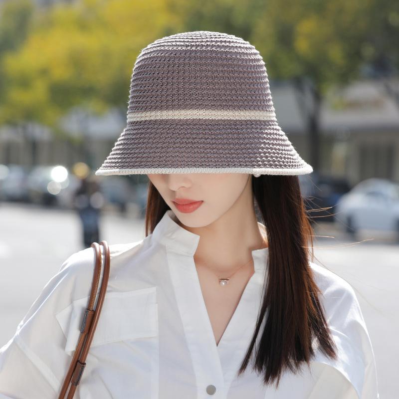 Simple Fashion Knitted Basin Hat Summer Hat Women's Sunscreen Hat Street Portable Bucket Hat Folding Sun Hat