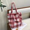 Plush Plaid College Girls Shoulder Bags Large Capacity Tote Women Letter Prints Shopping Bag Double-sided Design Female Handbags