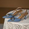Sandals Women's French Temperament Blue Single Shoes 2025 New Pointed High Heels Stiletto Beautiful Denim High Heels