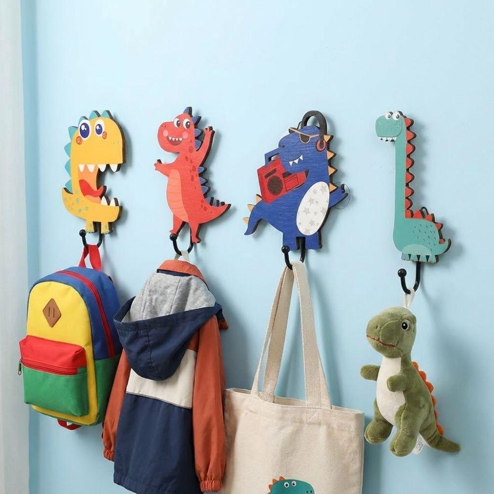 4 Stück Cartoon Dinosaurier Wandhaken 4 Haken Eingangsbereich Schlüsselhaken Wanddeko Haken Kinderzimmer