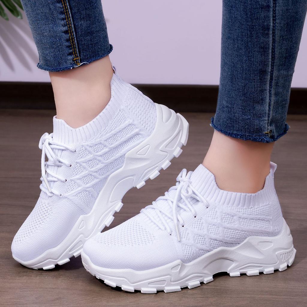 Women Plus Size Platform Sneakers Breathable Anti-Odor Chunky Dad Shoes Comfortable Casual Sports Shoes Lightweight Single Shoes